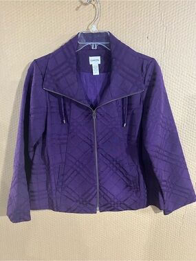 Chico's Quilted Purple Zip-Front Jacket